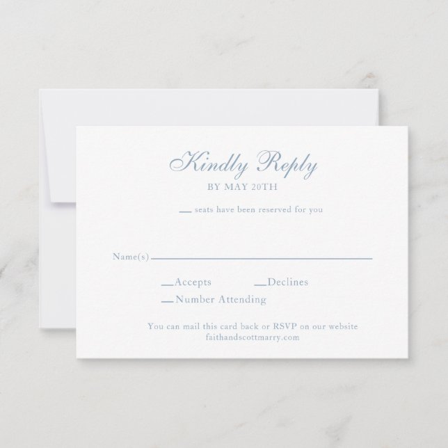 RSVP Enclosure Card Dusty Blue Wedding Invite (Front)