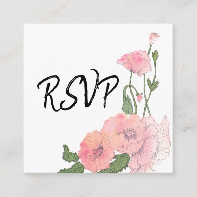 RSVP Enclosure - Handwritten Script / Pink Floral (Front)