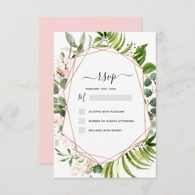 RSVP Eucalyptus Greenery Geometric Elegant Invitation (Front/Back)
