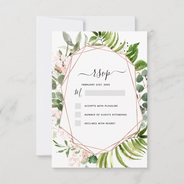 RSVP Eucalyptus Greenery Geometric Elegant Invitation (Front)