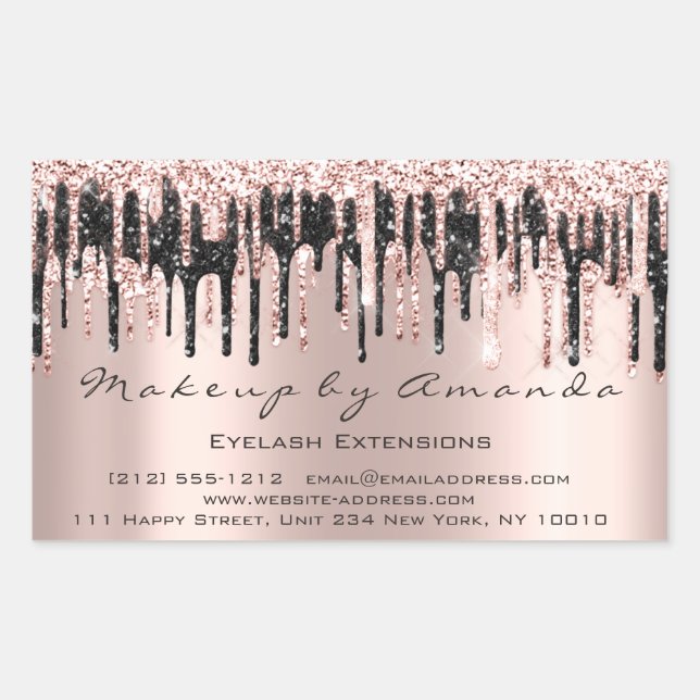 RSVP  Extension Makeup Beauty Salon Drips Bridal Rectangular Sticker (Front)