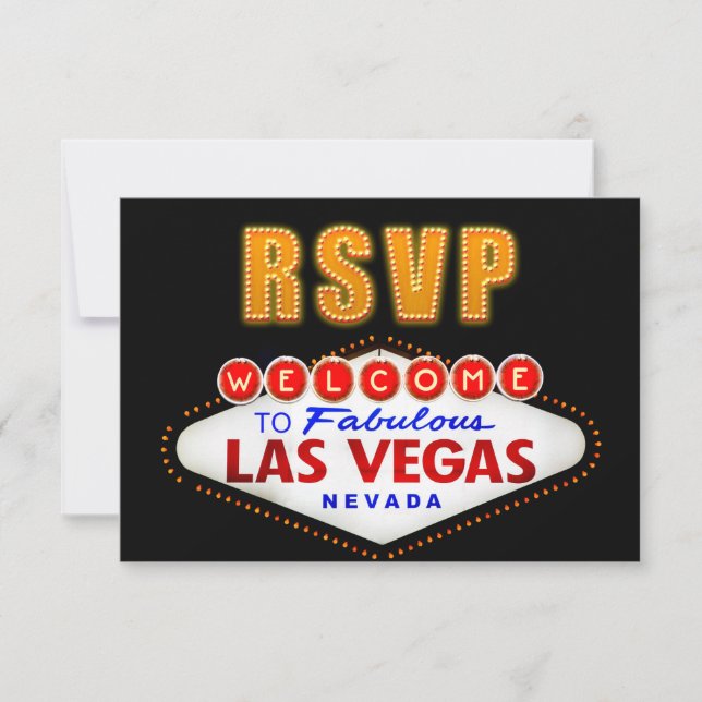 RSVP Fabulous Las Vegas Sign Casino Night RSVP (Front)