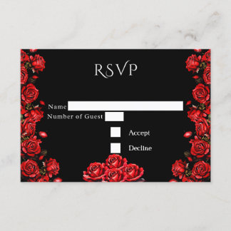 RSVP Fairytale Red Roses Wedding Enclosure Card