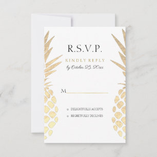 RSVP faux gold foil pineapple tropical wedding