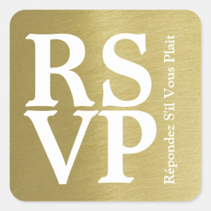 RSVP faux-gold wedding  Square Sticker