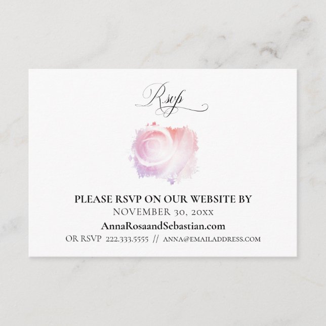 *~* RSVP  Floral Rose Wedding Website Enclosure (Front)