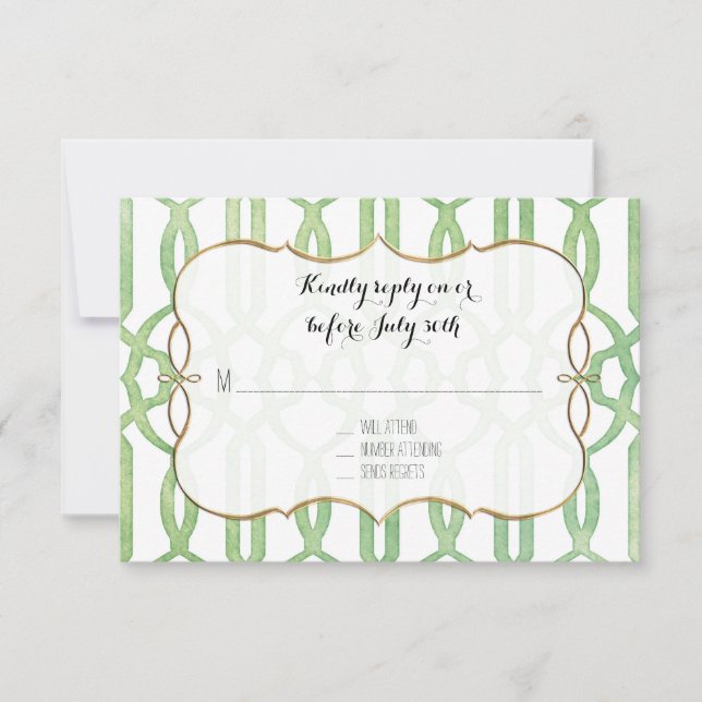 RSVP Garden Trellis Pattern Green Modern Simple Card (Front)