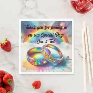 RSVP Gay lesbian Rainbow Rings Napkin