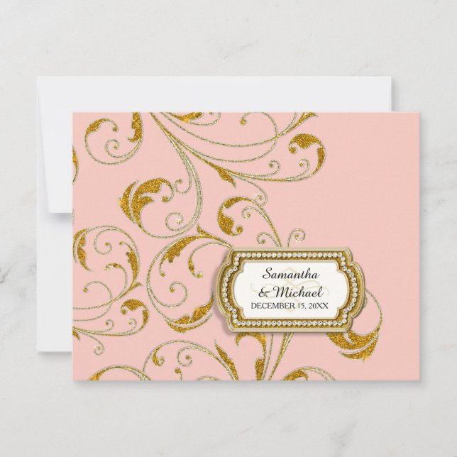 RSVP Glam Old Hollywood Regency Black Tie Event Card (Front)