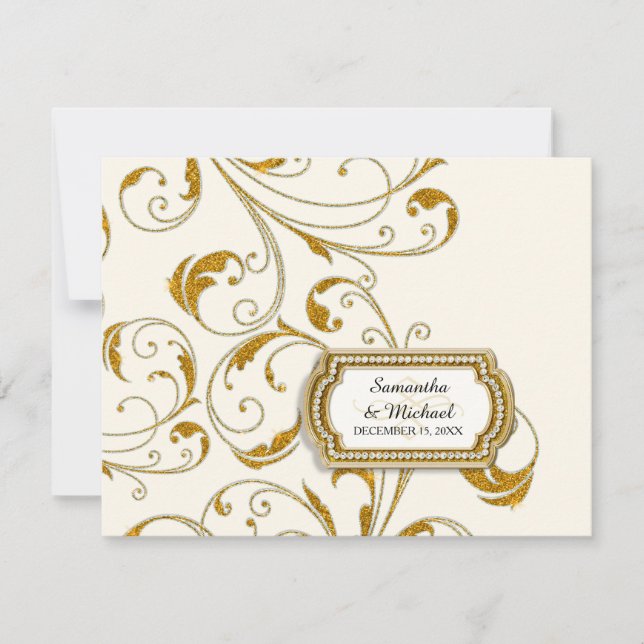 RSVP Glam Old Hollywood Regency Black Tie Event Card (Front)