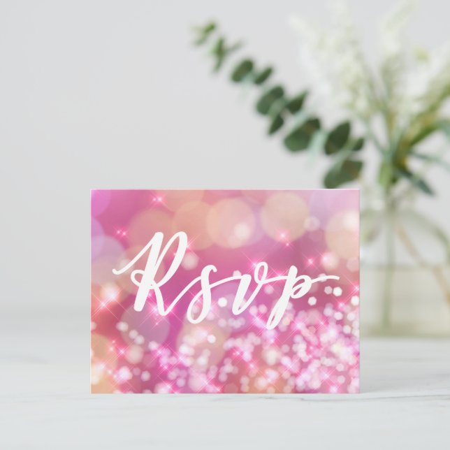 RSVP | Glamourous Pink Sparkles Postcard (Standing Front)