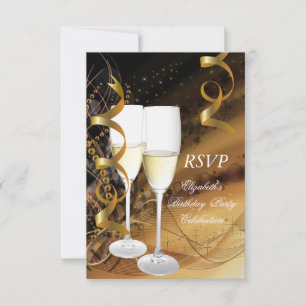 RSVP Gold Black Birthday Party Champagne Card
