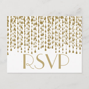 RSVP   Gold Confetti Streams Invitation Postcard