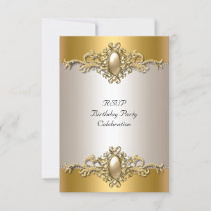 RSVP Gold Cream Elegant Birthday Party Pearl Card