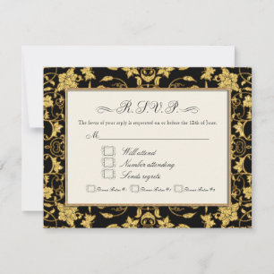 RSVP Gold Floral Damask Glitter Formal Wedding
