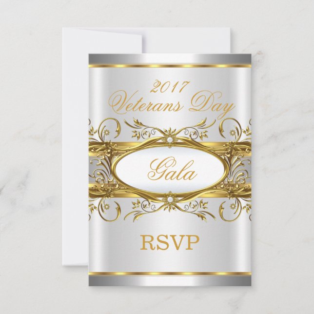 RSVP Gold Silver White and Gold Plaque Party (Front)