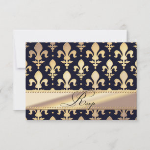 RSVP Gold Wedding Anniversary, Fleur de Lis