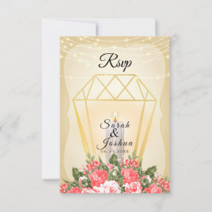 RSVP -  Golden Lantern and Coral Flowers Card
