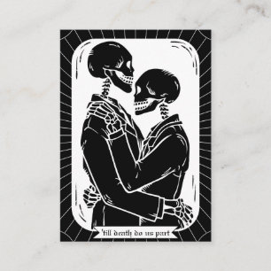 RSVP Gothic Skeletons Till Death Wedding QR code Enclosure Card