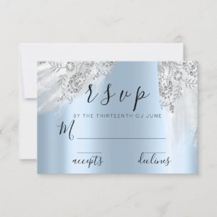 RSVP Grey Sweet 16th Dress Bridal Shower Blue Card