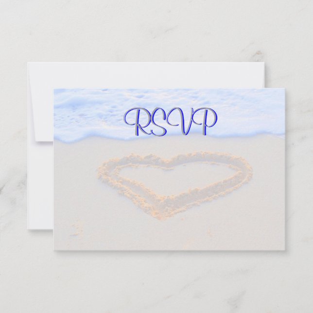 RSVP Guest Reply Enclosure Heart in Sand (Front)