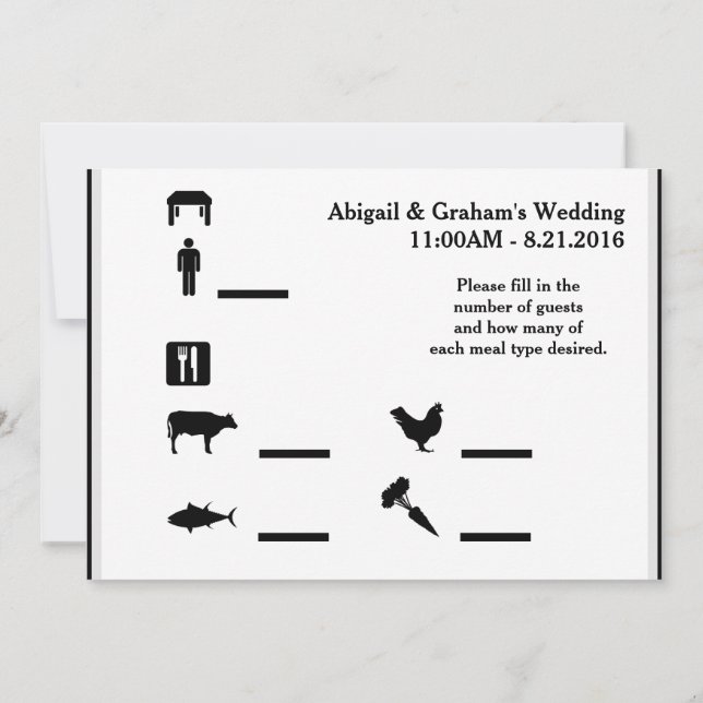 RSVP Guests and Meal Options Invitation (Back)