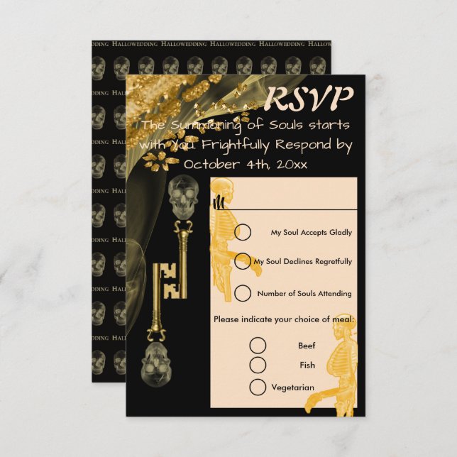 RSVP Hallowedding & Gold Nuggets Skull Keys (Front/Back)