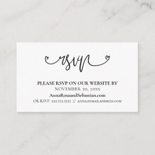 ~* RSVP Hearts Wedding Website Simple Enclosure Card