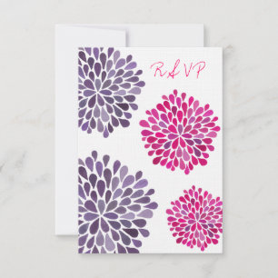 RSVP Hot Pink & Purple Floral Blooms Wedding Card