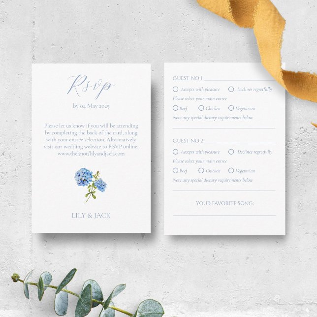 RSVP Hydrangea Guest Wedding RSVP Enclosure Card (Creator Uploaded)