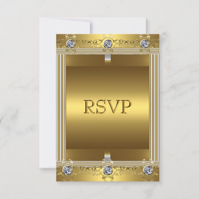 RSVP Invitation 60th Birthday Party Gold (Front)