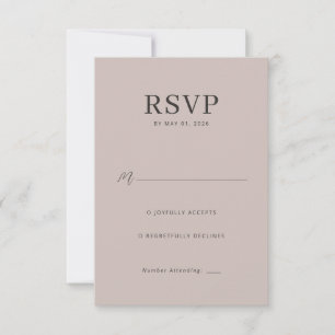 RSVP Joyfully Accepts Beige Serif Card