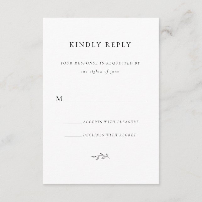RSVP Kindly Reply Wedding Enclosure Card (Front)