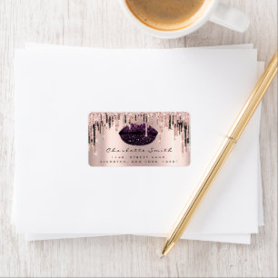 RSVP Kiss Rose Lips Purple Rose Glitter Makeup Label