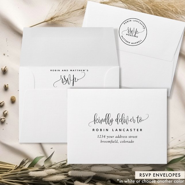 RSVP, Kraft Style Rustic Monogram and Script Envelope (Creator Uploaded)