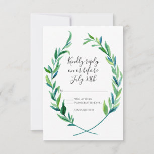 RSVP Laurel Wreath Olive Leaf Branch Modern Simple Card