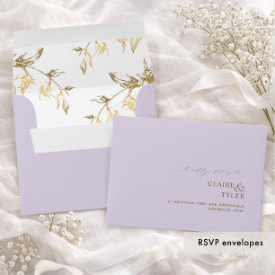 RSVP Lavender and Gold Modern Formal Floral Envelope