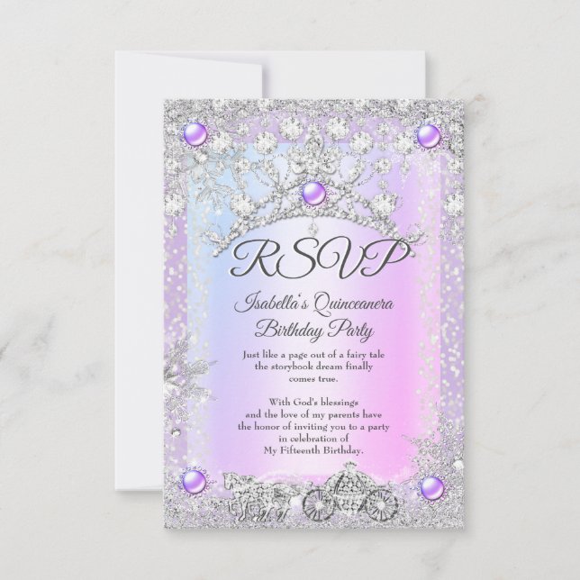 RSVP Lavender purple Quinceanera Winter Carriage  (Front)
