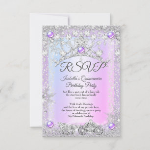 RSVP Lavender purple Quinceanera Winter Carriage  Card