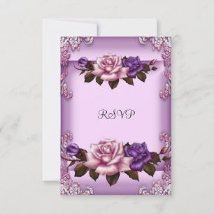 RSVP Lilac Pink Purple Roses Elegant Birthday Card