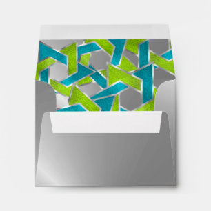 RSVP Lime Turquoise Star of David Silver Envelopes