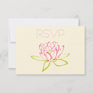 RSVP Lotus Flower / Water Lily Illustration Card