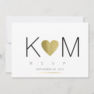 rsvp love & couple initials, clear & elegant invitation