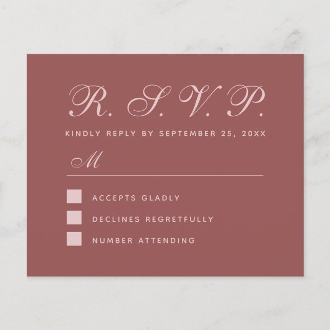 RSVP Marsala Simple Budget Wedding Response Card (Front)