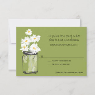 RSVP - Mason Jar filled with White Daisies Card