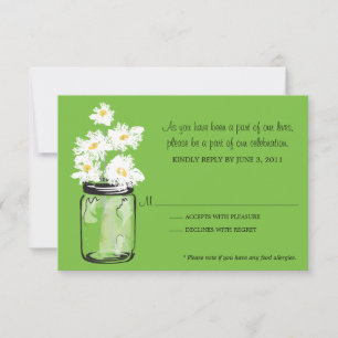RSVP - Mason Jar filled with White Daisies Card