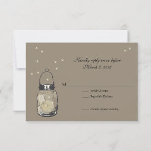 RSVP Mason Jar & Fireflies Wedding Card