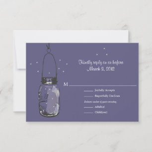 RSVP Mason Jar & Fireflies Wedding Card