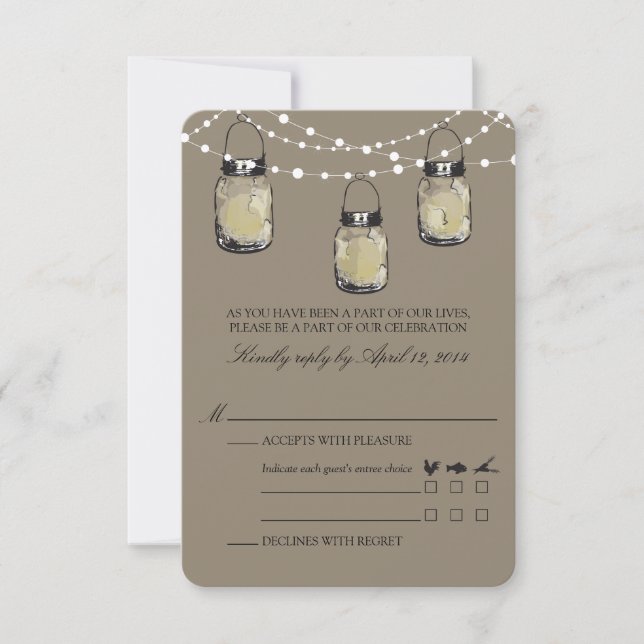 RSVP Mason Jar Wedding Card (Front)