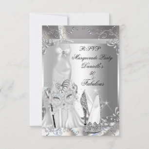 RSVP Masquerade Party Fabulous 50 Silver Card